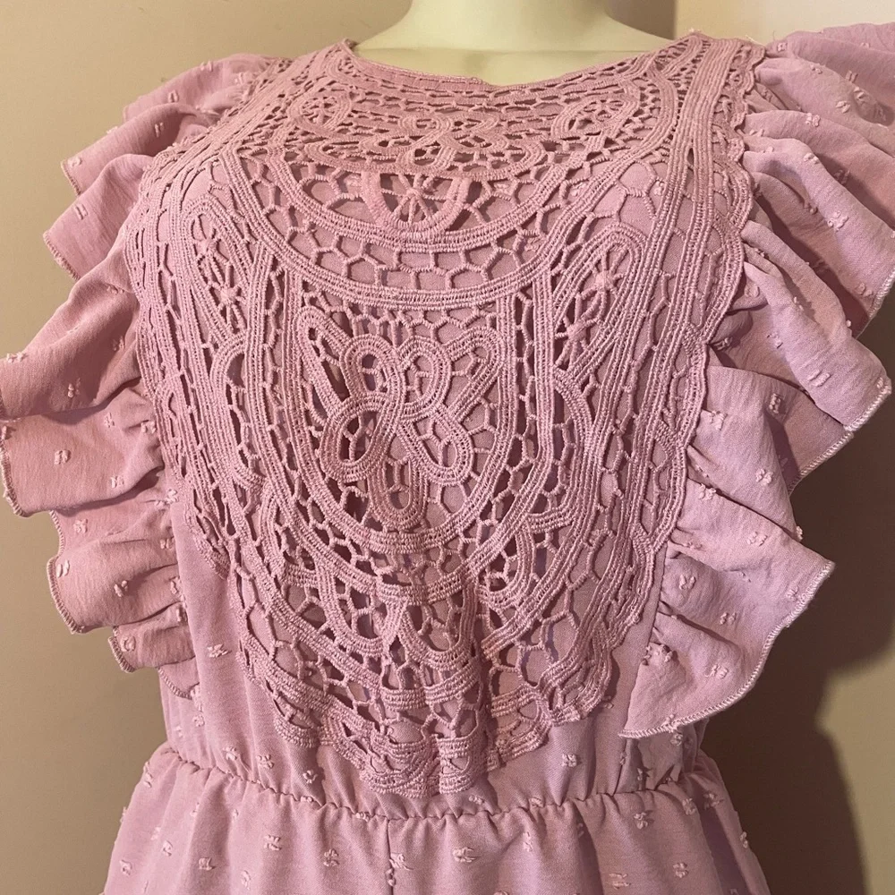 Pink Ruffled Lace Romper - Picture 4 of 6